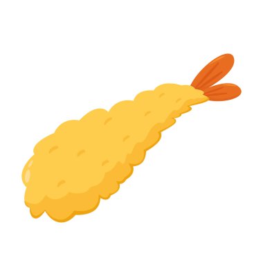 Tempura kızarmış karides vektörü izole edilmiş. Beyaz arkaplanda Tempura kızarmış karides.