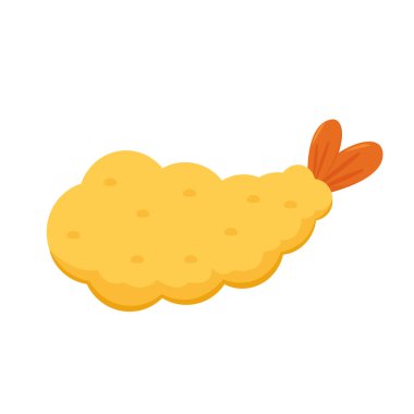 Tempura kızarmış karides vektörü izole edilmiş. Beyaz arkaplanda Tempura kızarmış karides.