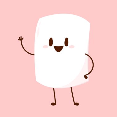 Marshmallow çizgi filmi. Şekerleme karakter tasarımı. Şekerleme vektörü.