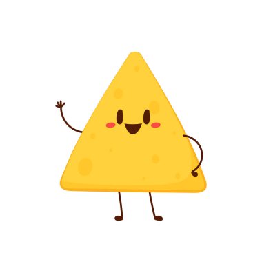 Nacho karakter tasarımı. Beyaz arkaplanda nachos.