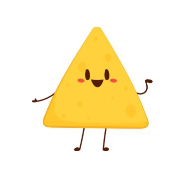 Nacho karakter tasarımı. Beyaz arkaplanda nachos.