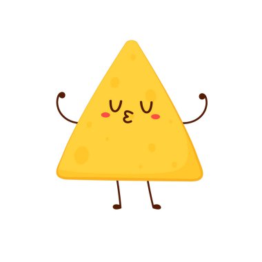 Nacho karakter tasarımı. Beyaz arkaplanda nachos.