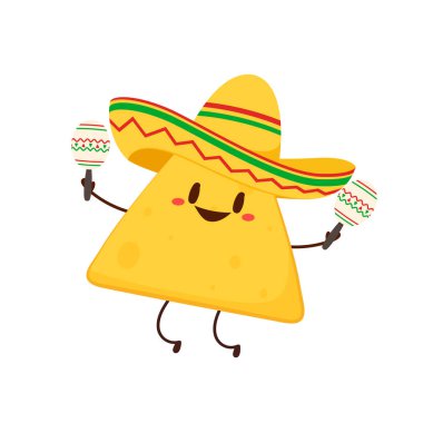 Nacho karakter tasarımı. Beyaz arkaplanda nachos.