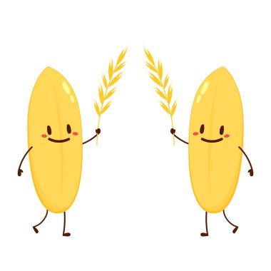 Paddy5Paddy karakter tasarımı. Beyaz arka planda pirinç vektörü. pirinç tohumu.