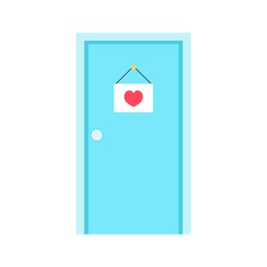 Kalp kapısı çizgi film vektörü. Metin için boş alan. Duvar kağıdı. Sevgililer Günü işareti.