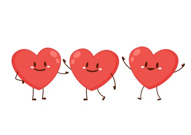 Kırmızı, sevimli kalp karakteri. Romantik düz stil Sevgililer Günü çizimleri aşkı ifade etmek için.