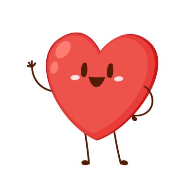 Kırmızı, sevimli kalp karakteri. Romantik düz stil Sevgililer Günü çizimleri aşkı ifade etmek için.