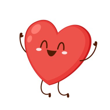 Kırmızı, sevimli kalp karakteri. Romantik düz stil Sevgililer Günü çizimleri aşkı ifade etmek için.