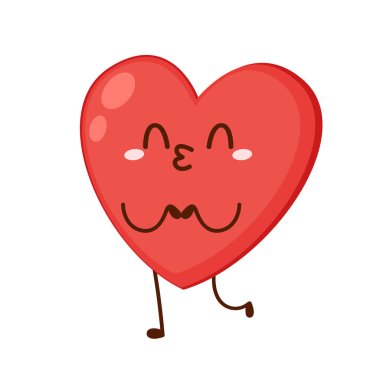 Kırmızı, sevimli kalp karakteri. Romantik düz stil Sevgililer Günü çizimleri aşkı ifade etmek için.