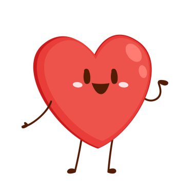 Kırmızı, sevimli kalp karakteri. Romantik düz stil Sevgililer Günü çizimleri aşkı ifade etmek için.