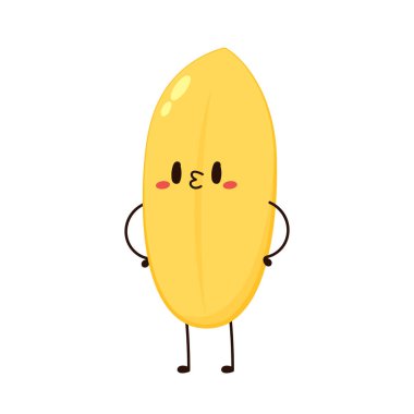 Paddy karakter tasarımı. Beyaz arka planda pirinç vektörü. pirinç tohumu.