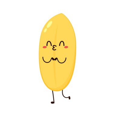 Paddy karakter tasarımı. Beyaz arka planda pirinç vektörü. pirinç tohumu.