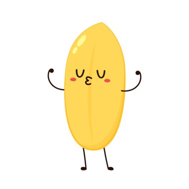 Paddy karakter tasarımı. Beyaz arka planda pirinç vektörü. pirinç tohumu.