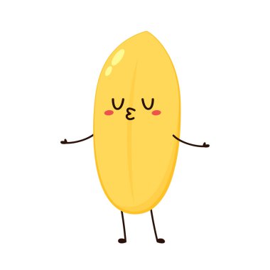 Paddy karakter tasarımı. Beyaz arka planda pirinç vektörü. pirinç tohumu.