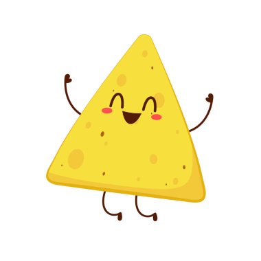 Nacho karakter tasarımı. Beyaz arkaplanda nachos.