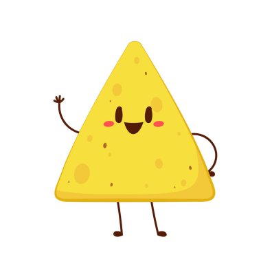 Nacho karakter tasarımı. Beyaz arkaplanda nachos.