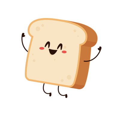 Sevimli bir kadeh kaldırma. Vektör çizgi film karakteri çizim simgesi tasarımı. Beyaz arka planda izole edilmiş. Ekmek karakter tasarımı.