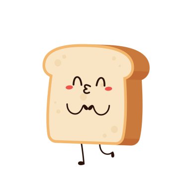 Sevimli bir kadeh kaldırma. Vektör çizgi film karakteri çizim simgesi tasarımı. Beyaz arka planda izole edilmiş. Ekmek karakter tasarımı.