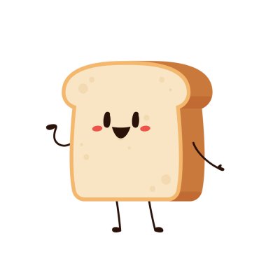 Sevimli bir kadeh kaldırma. Vektör çizgi film karakteri çizim simgesi tasarımı. Beyaz arka planda izole edilmiş. Ekmek karakter tasarımı.