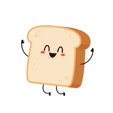 Sevimli bir kadeh kaldırma. Vektör çizgi film karakteri çizim simgesi tasarımı. Beyaz arka planda izole edilmiş. Ekmek karakter tasarımı.