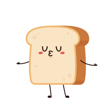 Sevimli bir kadeh kaldırma. Vektör çizgi film karakteri çizim simgesi tasarımı. Beyaz arka planda izole edilmiş. Ekmek karakter tasarımı.