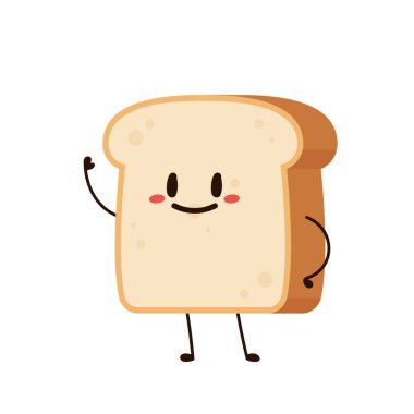 Sevimli bir kadeh kaldırma. Vektör çizgi film karakteri çizim simgesi tasarımı. Beyaz arka planda izole edilmiş. Ekmek karakter tasarımı.