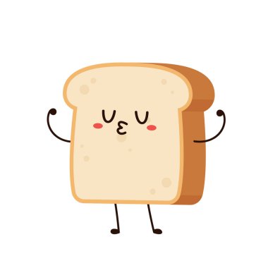 Sevimli bir kadeh kaldırma. Vektör çizgi film karakteri çizim simgesi tasarımı. Beyaz arka planda izole edilmiş. Ekmek karakter tasarımı.