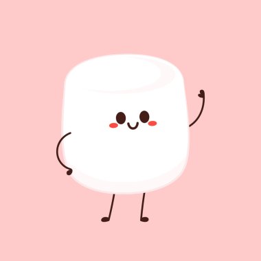 Marshmallow çizgi filmi. Şekerleme karakter tasarımı. Şekerleme vektörü.