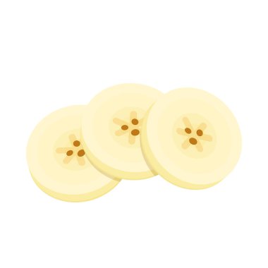 Beyaz arka planda izole edilmiş muz dilimleri. Muz simgesi vektörü.