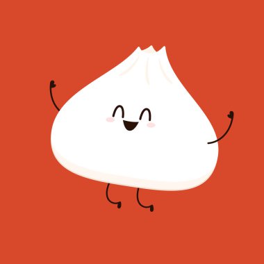 Çin böreği karakter tasarımı. Çin böreği Çin yemeğidir. Bao çizgi filmi..