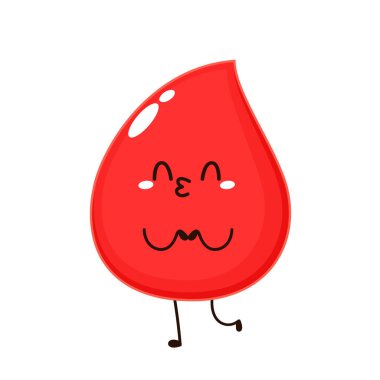 Kırmızı Kan Damlası Çizgi Filmi Karakteri. Vektör Resimli Düz Tasarım Şeffaf Arkaplanda İzole Edildi. Kırmızı Kan Hücresi Maskotu.