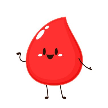 Kırmızı Kan Damlası Çizgi Filmi Karakteri. Vektör Resimli Düz Tasarım Şeffaf Arkaplanda İzole Edildi. Kırmızı Kan Hücresi Maskotu.