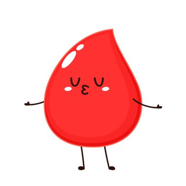 Kırmızı Kan Damlası Çizgi Filmi Karakteri. Vektör Resimli Düz Tasarım Şeffaf Arkaplanda İzole Edildi. Kırmızı Kan Hücresi Maskotu.