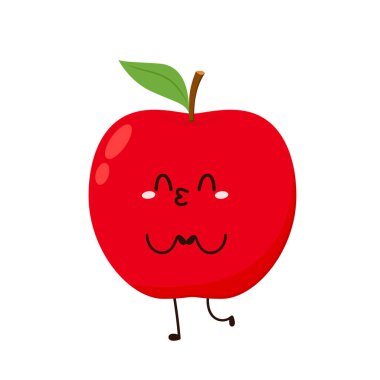 Apple cartoon. Happy apple fruit cute character mascot vector design.