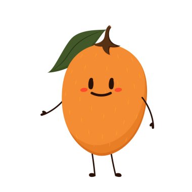 Sapodilla beyaz arka planda izole edildi. Vektör illüstrasyonu, sapodilla karakter vektörü.