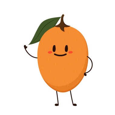 Sapodilla beyaz arka planda izole edildi. Vektör illüstrasyonu, sapodilla karakter vektörü.