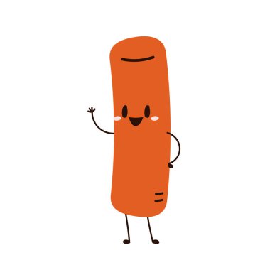 Tatlı Tteokbokki noodle çizgi filmi. Kore sokak yemeği. Basit vektör logosu sosisi. Tteokbokki Kore yemeğidir..