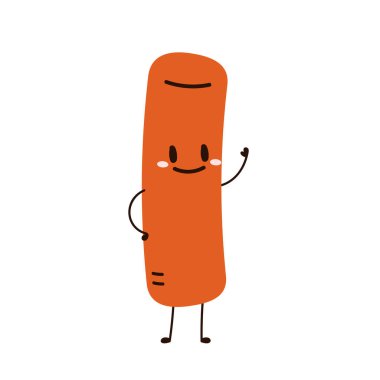 Tatlı Tteokbokki noodle çizgi filmi. Kore sokak yemeği. Basit vektör logosu sosisi. Tteokbokki Kore yemeğidir..