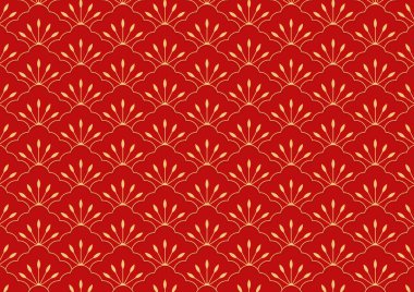 Çin desenli duvar kâğıdı, yeni yıl için oryantal arka plan. Vektör çizimi. Kore deseni.