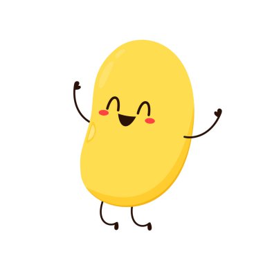 Soya fasulyesi vektörü. Soya fasulyesi karakter tasarımı.