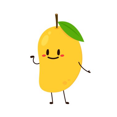 Mango karakter tasarımı. Beyaz arka planda mango vektörü. Tayland tatlısı..