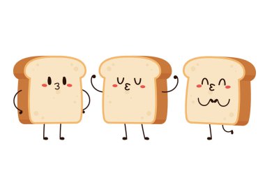 Sevimli bir kadeh kaldırma. Vektör çizgi film karakteri çizim simgesi tasarımı. Beyaz arka planda izole edilmiş. Ekmek karakter tasarımı.