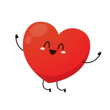 Kırmızı, sevimli kalp karakteri. Romantik düz stil Sevgililer Günü çizimleri aşkı ifade etmek için.