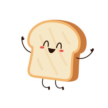 Sevimli bir kadeh kaldırma. Vektör çizgi film karakteri çizim simgesi tasarımı. Beyaz arka planda izole edilmiş. Ekmek karakter tasarımı.