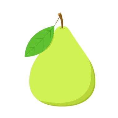 Asya armudu armudu ve beyaz arka planda yarı izole. Düz stil tropikal egzotik meyvelerin vektör çizimi.