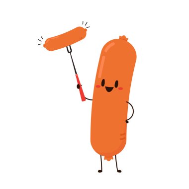 Sosis karakter tasarımı. Beyaz arkaplanda sosis.