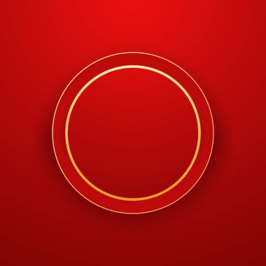 Mutlu Çin Yeni Yılı 2025. Çin yeni yıl afişi, gösteri için daire şeklinde. Tebrik kartı. Kırmızı zemin üzerinde fener bulunan Çin çerçevesi.