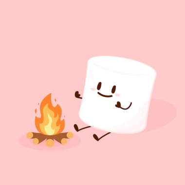 Marshmallow çizgi filmi. Şekerleme karakter tasarımı. Şekerleme vektörü.