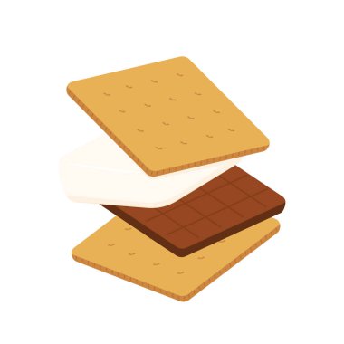 Çikolata ve kraker. S 'more graham krakeri, çikolata ve lokum..