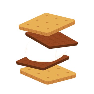 Çikolata ve kraker. S 'more graham krakeri, çikolata ve lokum..